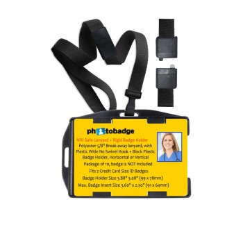 MRI Safe Lanyard + Rigid Badge Holder 10 Pack